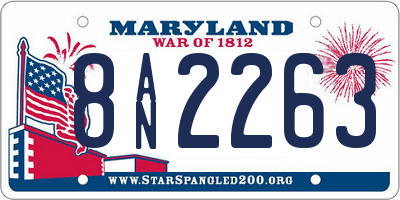 MD license plate 8AN2263