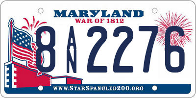 MD license plate 8AN2276