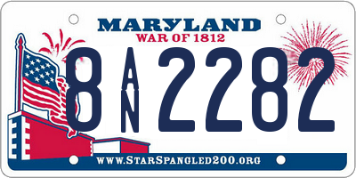 MD license plate 8AN2282