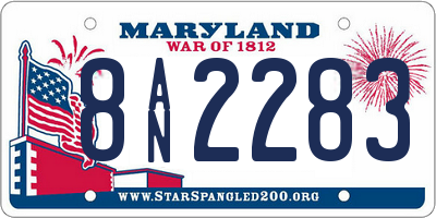 MD license plate 8AN2283