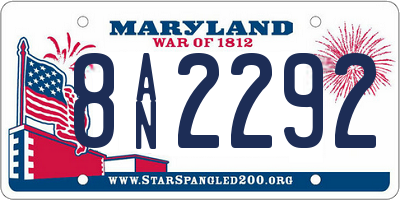 MD license plate 8AN2292