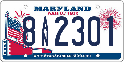MD license plate 8AN2301