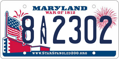 MD license plate 8AN2302