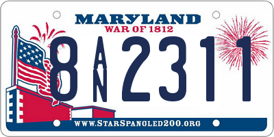 MD license plate 8AN2311