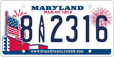 MD license plate 8AN2316