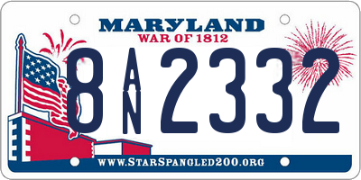 MD license plate 8AN2332