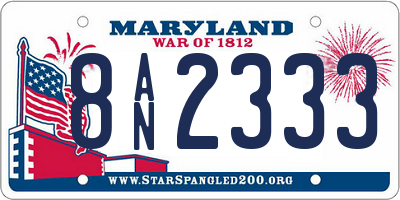 MD license plate 8AN2333