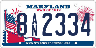 MD license plate 8AN2334