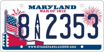 MD license plate 8AN2353