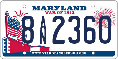 MD license plate 8AN2360