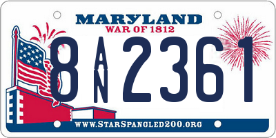MD license plate 8AN2361