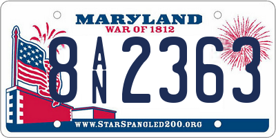 MD license plate 8AN2363