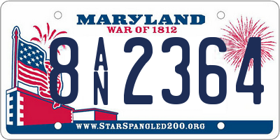 MD license plate 8AN2364