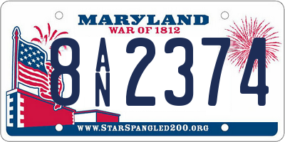 MD license plate 8AN2374