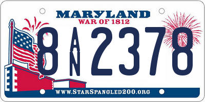 MD license plate 8AN2378