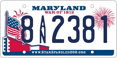 MD license plate 8AN2381