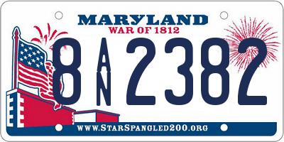 MD license plate 8AN2382