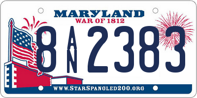 MD license plate 8AN2383