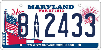 MD license plate 8AN2433