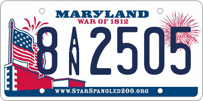 MD license plate 8AN2505