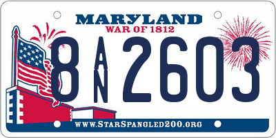 MD license plate 8AN2603
