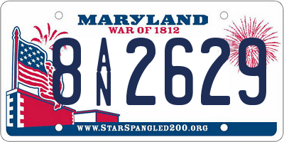 MD license plate 8AN2629