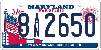 MD license plate 8AN2650