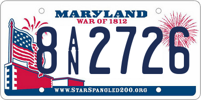 MD license plate 8AN2726