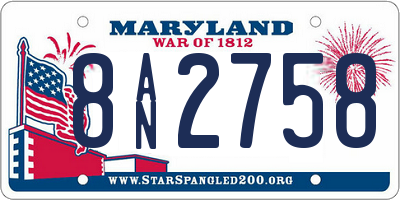 MD license plate 8AN2758