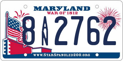 MD license plate 8AN2762