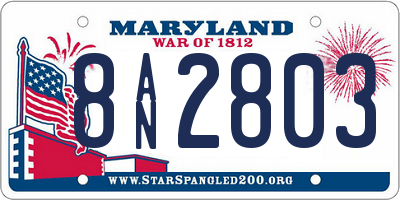 MD license plate 8AN2803