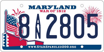 MD license plate 8AN2805