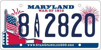 MD license plate 8AN2820