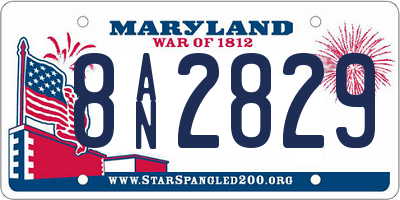 MD license plate 8AN2829