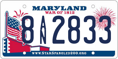 MD license plate 8AN2833