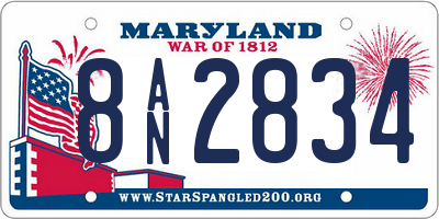 MD license plate 8AN2834