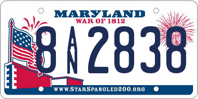 MD license plate 8AN2838
