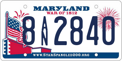 MD license plate 8AN2840
