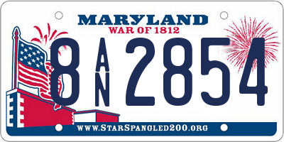 MD license plate 8AN2854