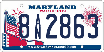 MD license plate 8AN2863