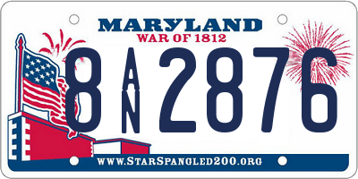 MD license plate 8AN2876