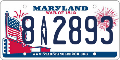 MD license plate 8AN2893