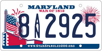 MD license plate 8AN2925