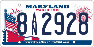 MD license plate 8AN2928