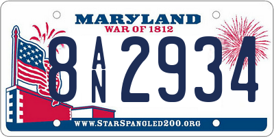 MD license plate 8AN2934