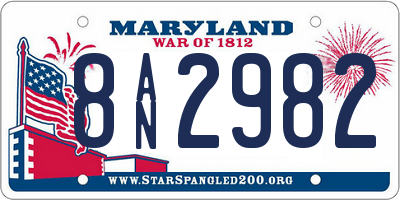 MD license plate 8AN2982