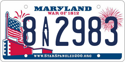 MD license plate 8AN2983