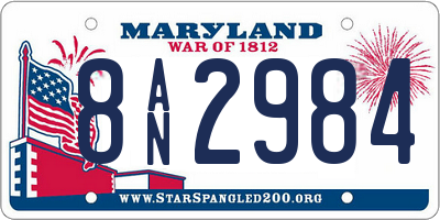 MD license plate 8AN2984