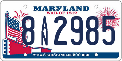 MD license plate 8AN2985