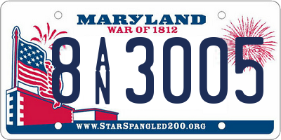 MD license plate 8AN3005